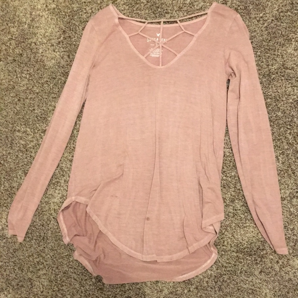 Blush pink revealing long sleeve top